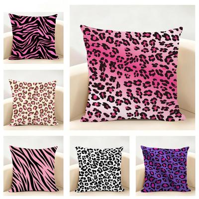 Yk Fashion Leopard Print Cushion Cover Linen Pillowcase Soft  for Sofa Bed Home Room Decor