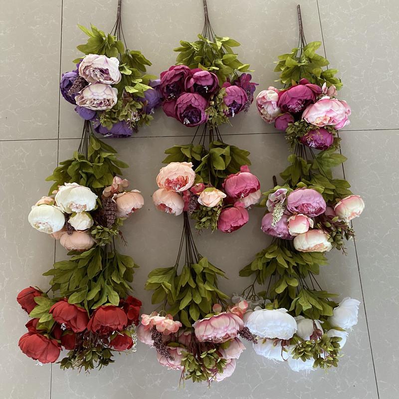 Mimaya 13head Peony Faux Flower Bouquet Wedding Decor For Home And Photography