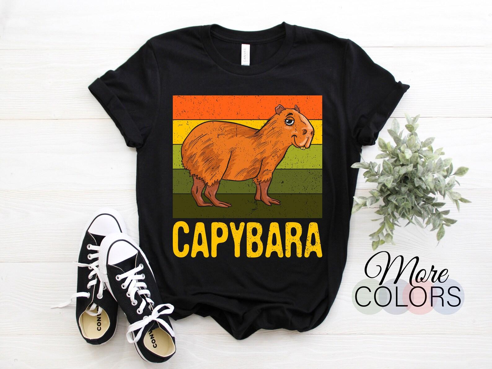Capybara Vintage Retro T-Shirt, Capybaras Lovers Gift, Largest Rodent Cavy Boys Girls Costume, Funny Cute Animal Zoo Fans Pet Owner Present, 100