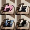 Cartoon Drawing Black Cat Throw Pillow Case Living Room Sofa Cushion Cover For Home Bedroom Decoration And Protector