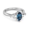 London Blue Topaz Trio Stone Tapered Ring - 925 Sterling Silver