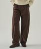 Deuloupisumeon Curved Corduroy One-Pleat Slacks [Brown]