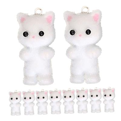 FOMIYES 10 Stycken Färgglada Kattunge Nyckelringar, Gyllene Kattunge Berlocker för Nycklar, Delikata Tecknade Djurberlocker, Hängen, Plyschleksaksaccessoarer för