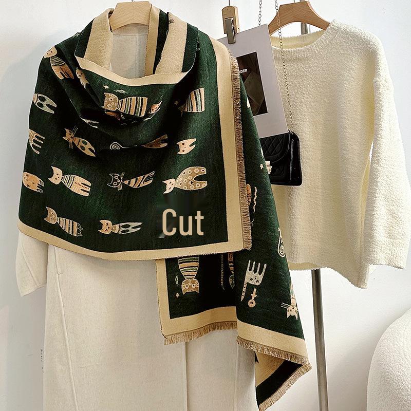 Women's Korean Style Cashew-Patterned Winter Scarf Shawl