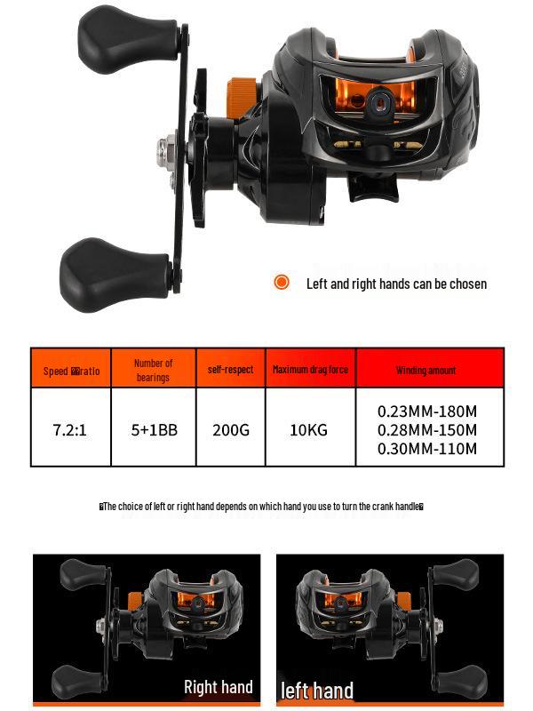 All-Metal Anti-Tangle Baitcasting Reel for Long-Distance Micro Lure Fishing - Black Bass Special