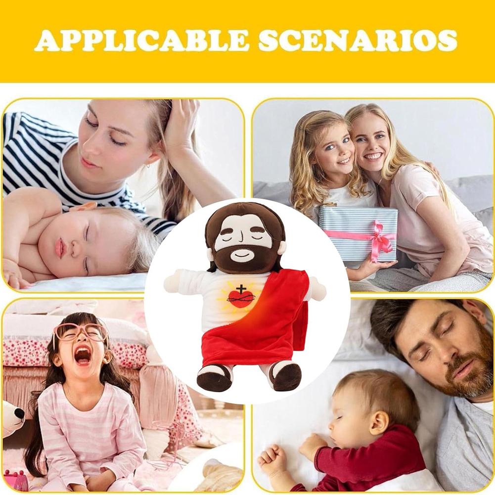 Jesus Plush Baby Soothing Breathing Toy Jesus Doll Plush Toy Four-Gear Adjustment Children Music Sleep Companion Toy Kids Xmas G