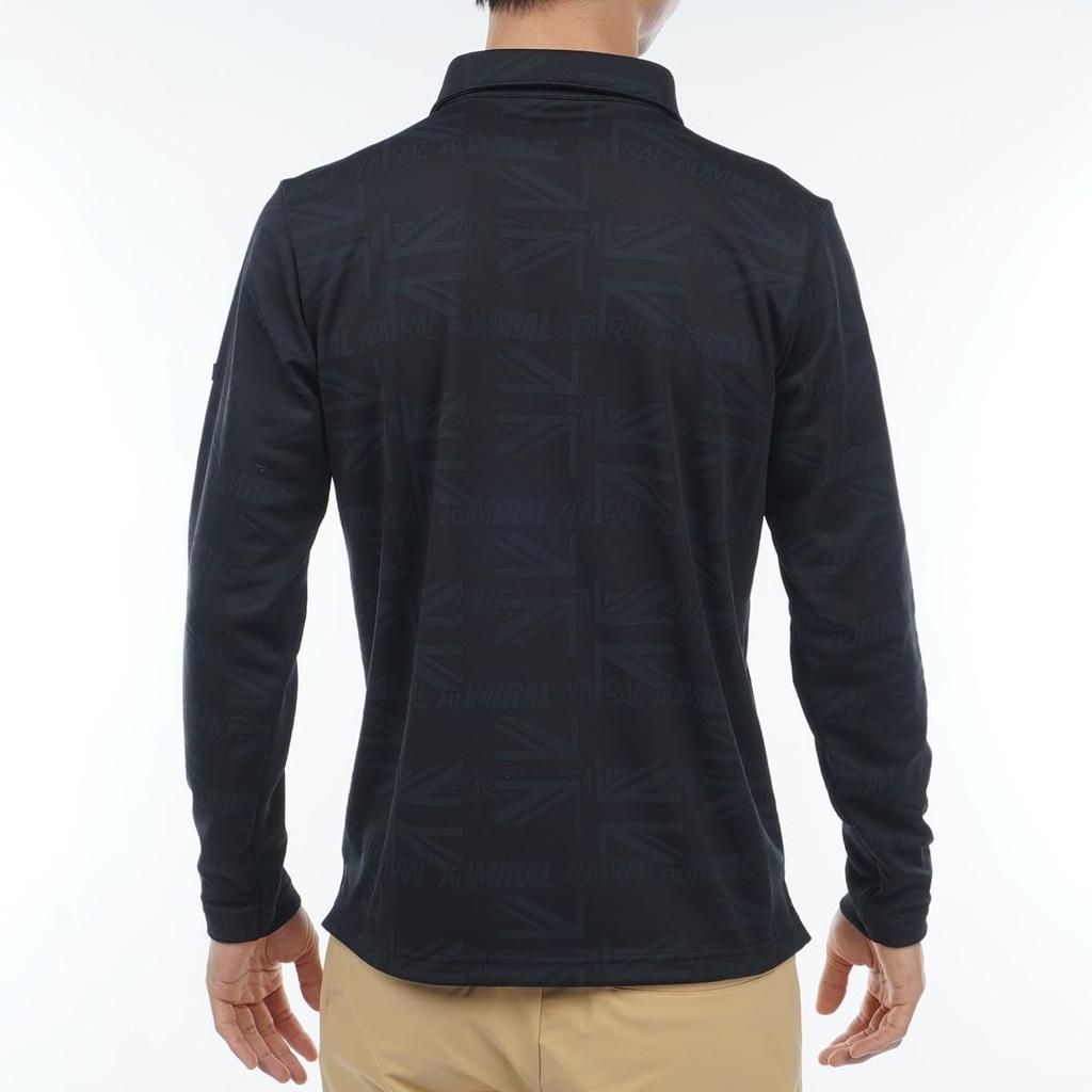 Admiral Golf Classic Union Jack Logo Jacquard Long Sleeve Shirt ADMA364 10BLK Men's