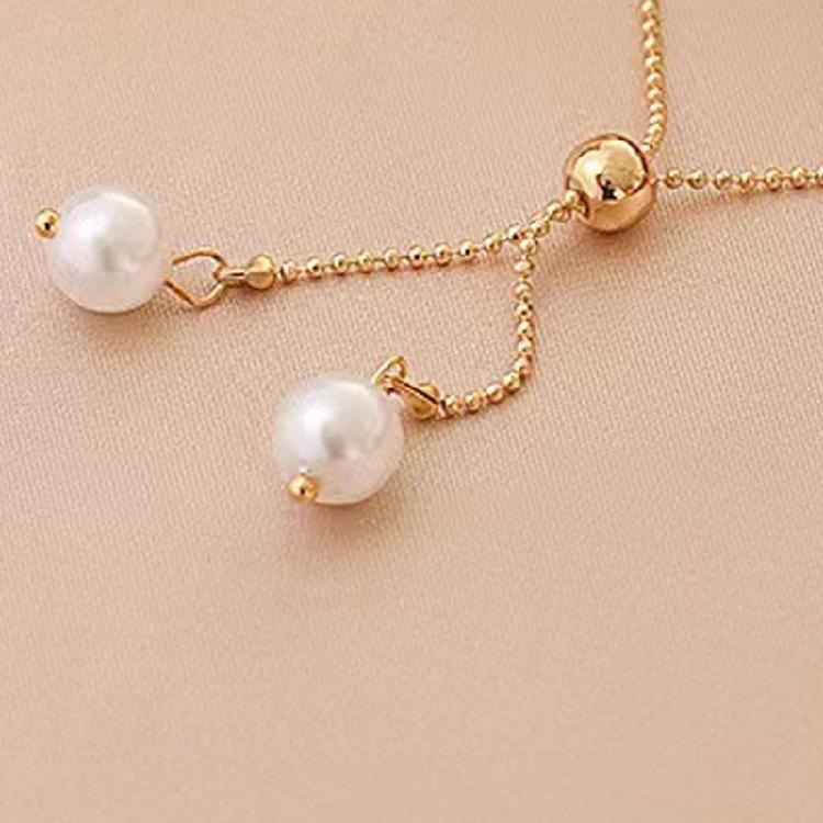 Fashionable Imitation Pearls Stretch Bracelet Minimalist Style Elastic Cord Pull-out Handchain Jewelry For Women Girls