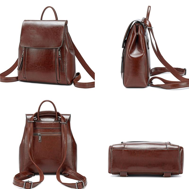 Echter Lederrucksack für Damen Trend Designer Ölwachs Rindsleder Tagesrucksack College Mädchen Reise Schultaschen