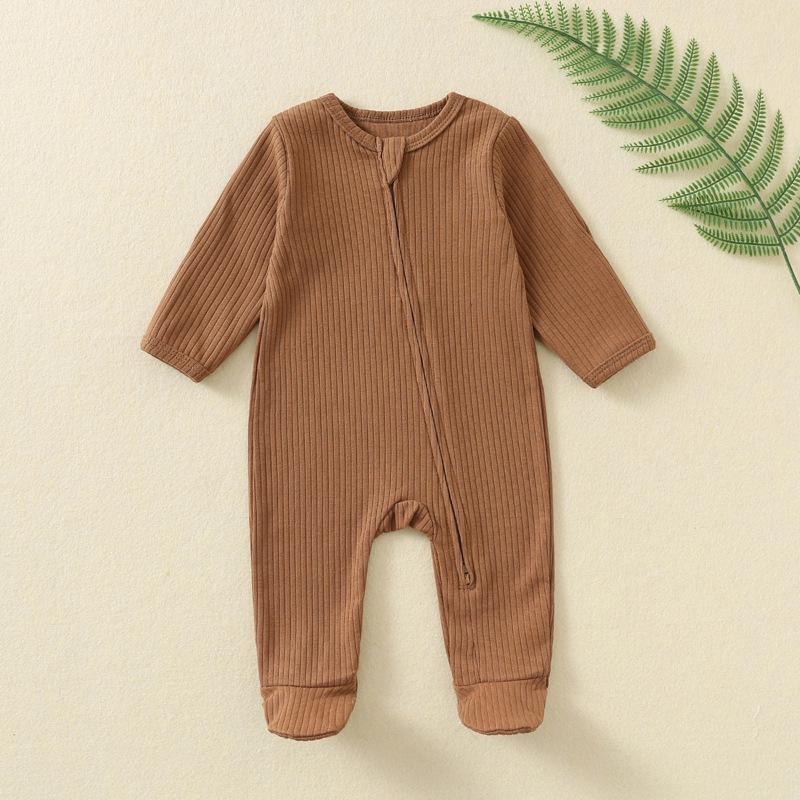 High Quality Organic Cotton Plain Newborn Romper Clothes Infant Ribbed One Piece Onesie Pajama Baby Unisex Cotton Bodysuit
