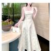 Women's Summer French Embroidered Slim Fit Retro Long Dress with Waist-Cinching and Elegant Charm