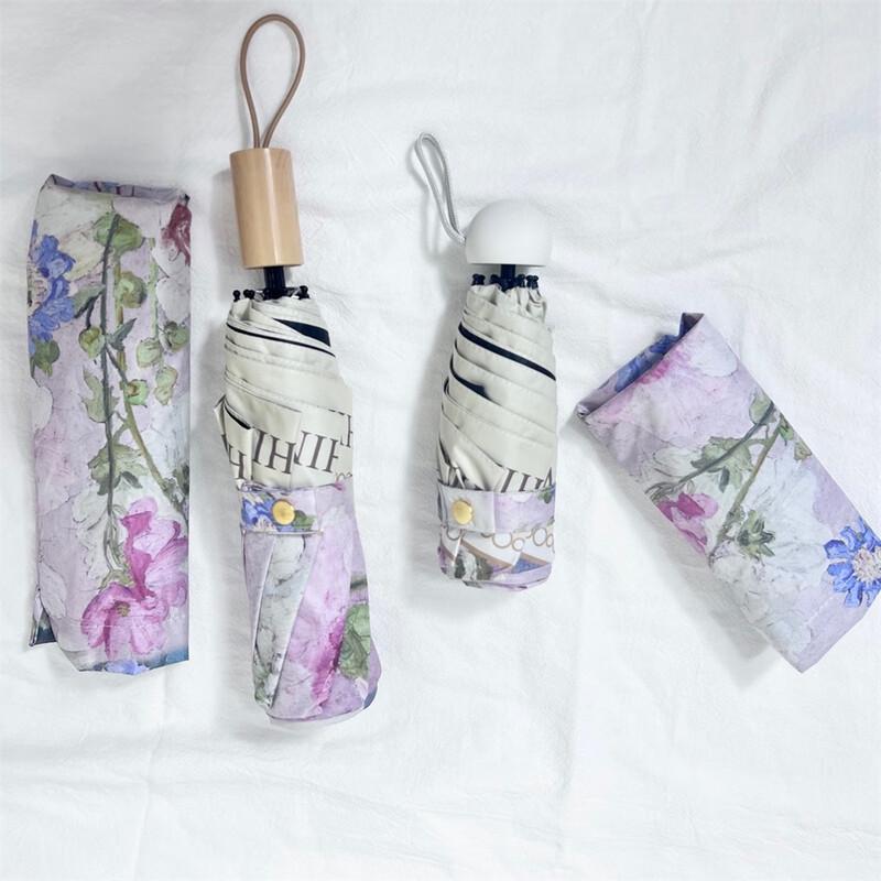 OIMG Retro Oil Painting Folding Sun Umbrella