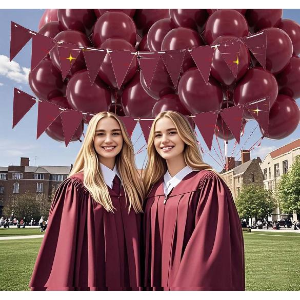 Graduation Decorations Maroon 2026/Maroon Graduation Party Decorations Texas/Burgundy Triangle Bunting Banner Aggie Burgundy Backdrop Birthday