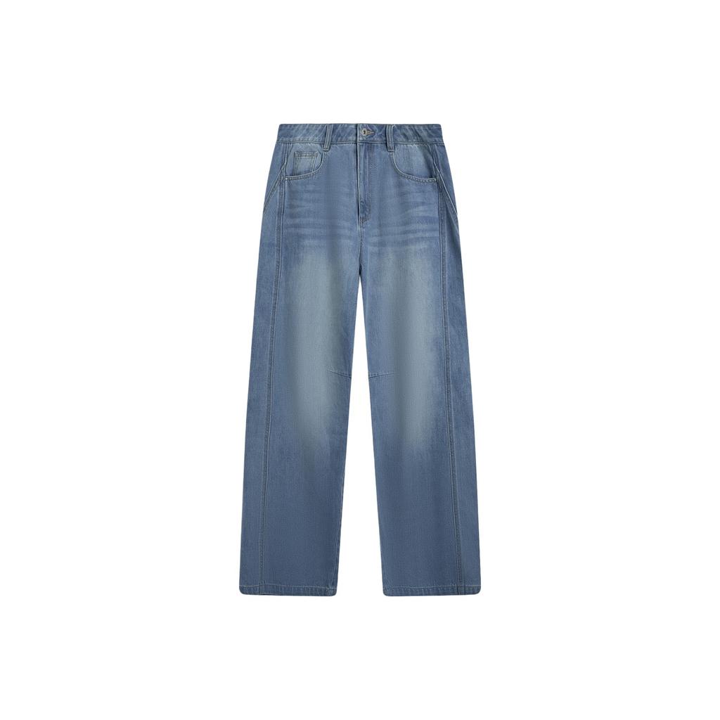 Li-Ning Embroidered Logo Letter Denim Pants Women bottoms AJQV024-3