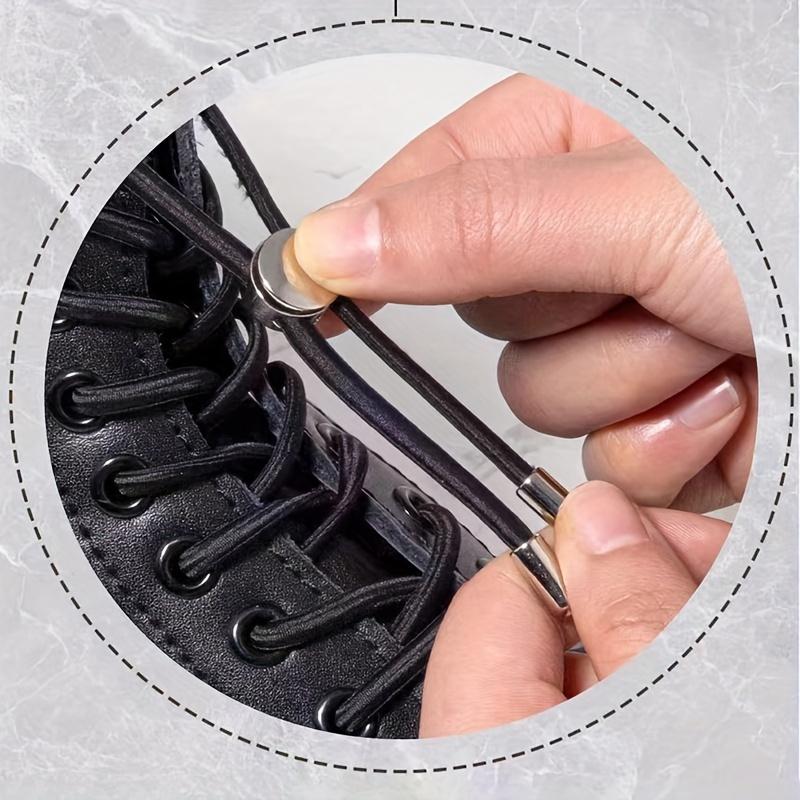 1 Pair of Durable Metal Round Elastic No-Tie Shoelaces, High Elasticity for Easy Wear & Removal, Adjustable Fit for Boots, Shoe Accessories