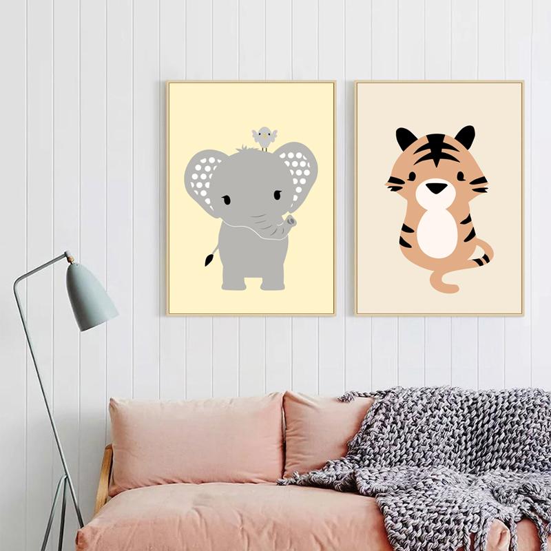 Tierdekorationsblätter, Bild, Wandkunst, Poster, Kinder-Leinwände, Zimmergemälde für Kinderzimmer, dekorative Drucke, Wandposter, ohne Rahmen