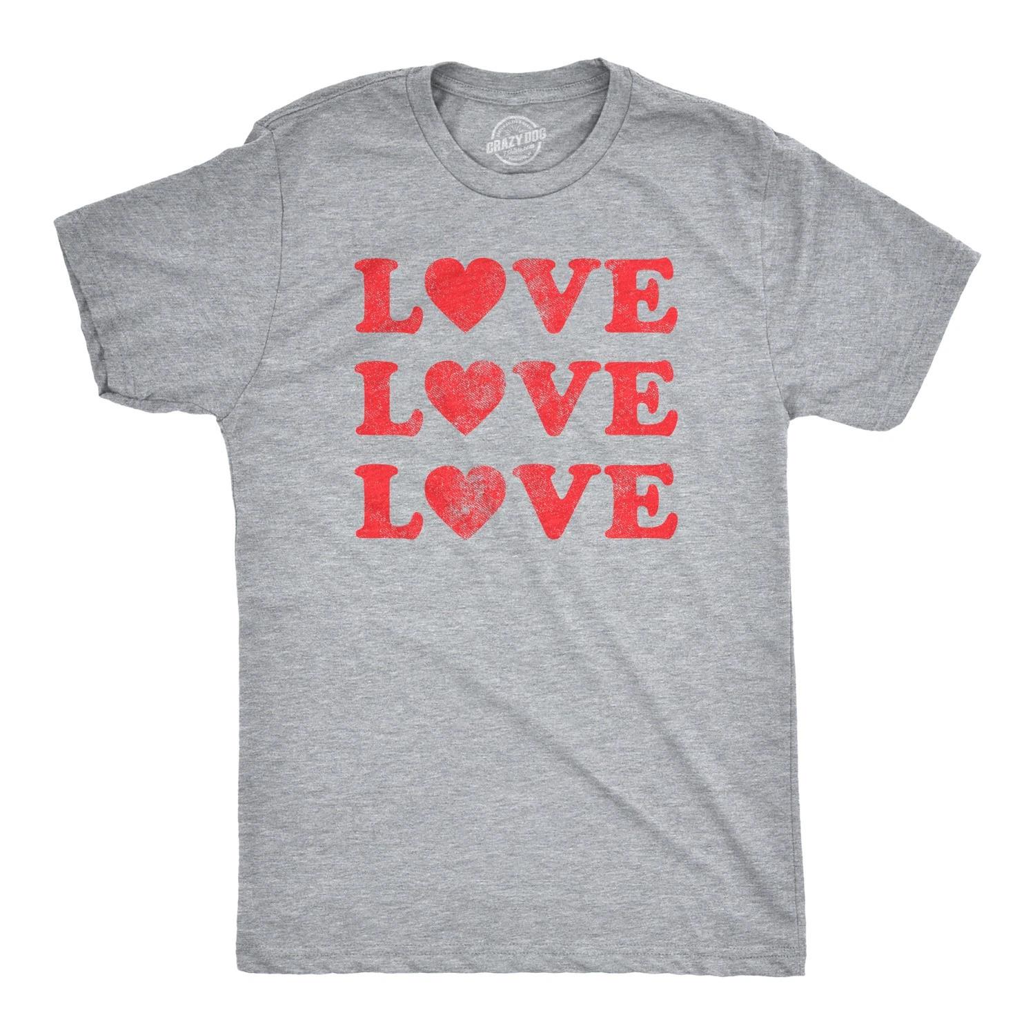 Mens Love Love Love Hearts T Shirt Cute Valentines Day Tee L