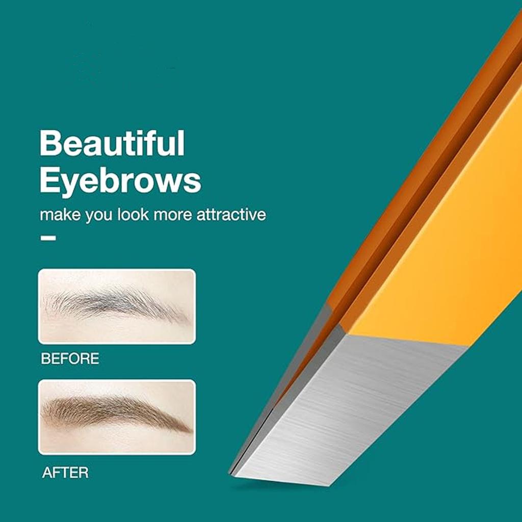 1/3/5/10 STÜCKE Augenbrauenpinzetten Edelstahl Schräge Pinzetten Professionell zum Trimmen von Augenbrauen und Wimpern Bartentfernung Orange