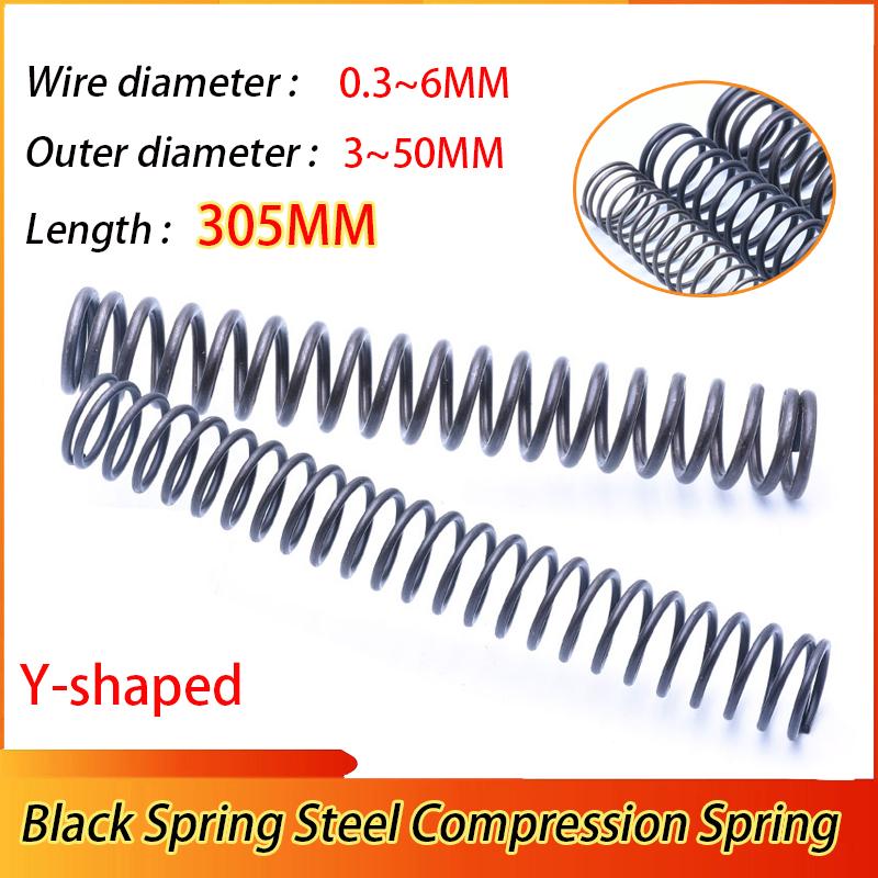 

L 305MM Wire Dia 0.3~6MM OD 3~50MM Spring Steel Black Compression Spring Y-shaped Shock Absorption Return Spring 0.5x3x305mm 1pcs