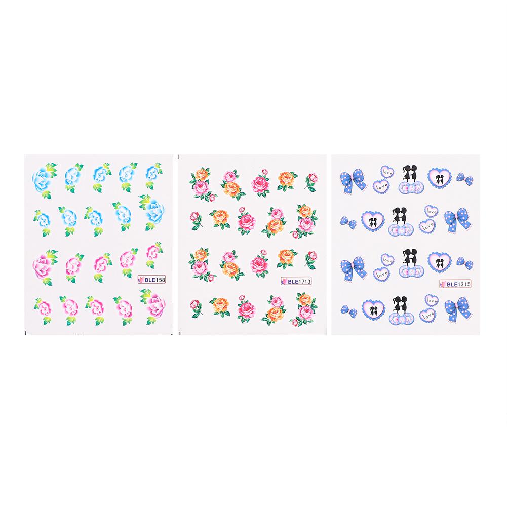 50 Ark Nail Art Overføringsklistremerker 3D Blomsterdesign Manikyr Tips Dekal Dekor