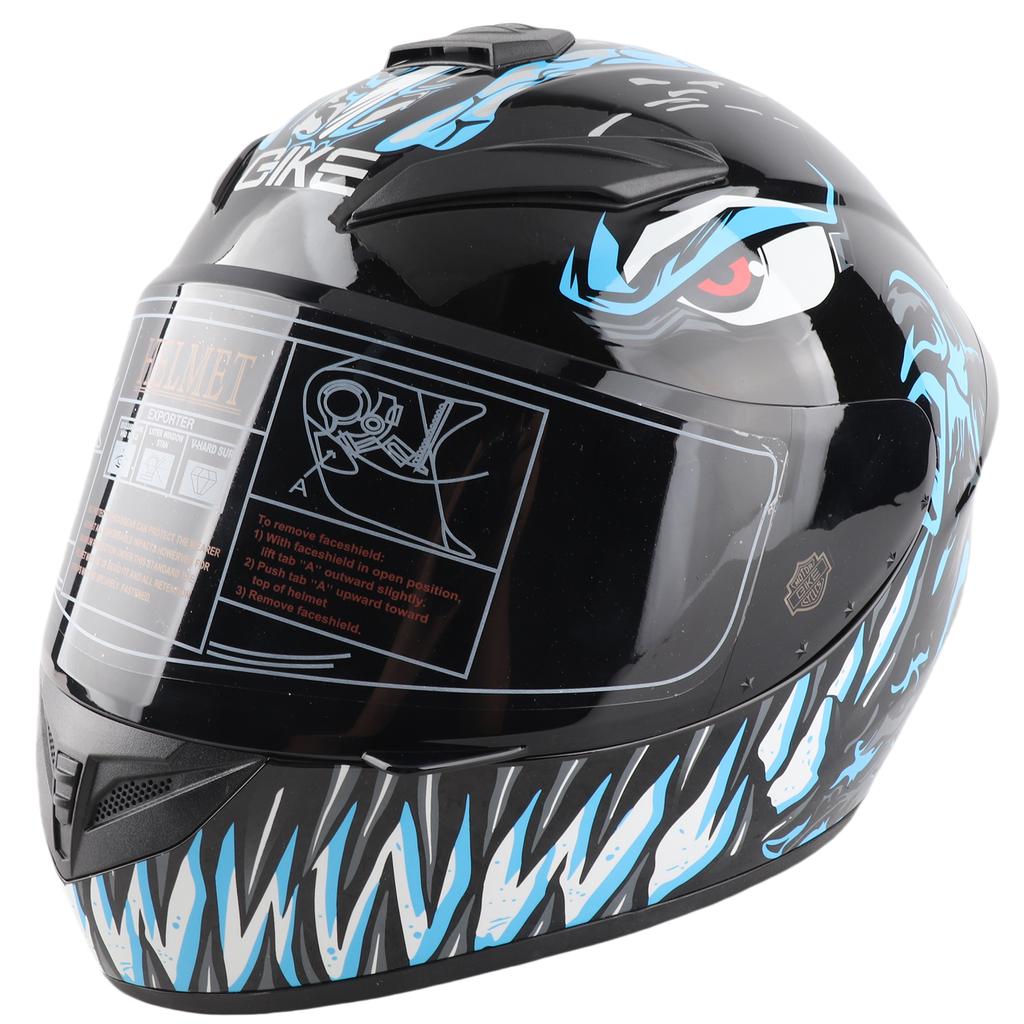 Full Face Motorcycle Helmet Street Bike Helmet for Men Women Unisex, Good Breathability with Safety Buckle, Blue, XL