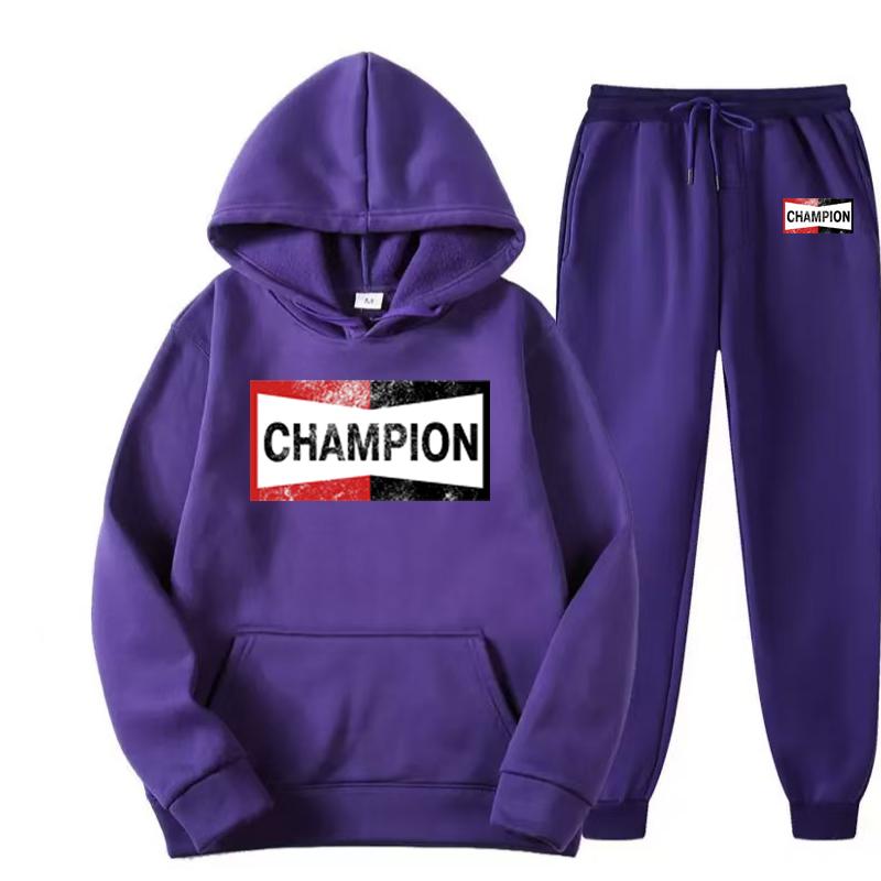

Комплект худи с длинными рукавами и ретро-логотипом Champion для осени и зимы 3XL фиолетовый