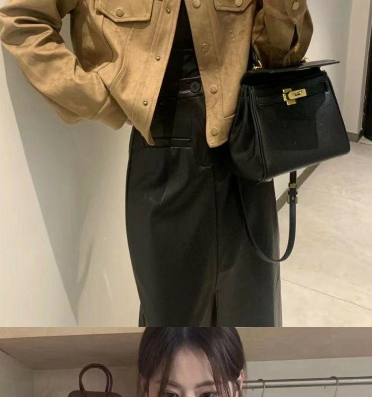 Women's Autumn-Winter Korean Style Suede Jacket - Slimming, Loose Fit, Short Length, Long Sleeves