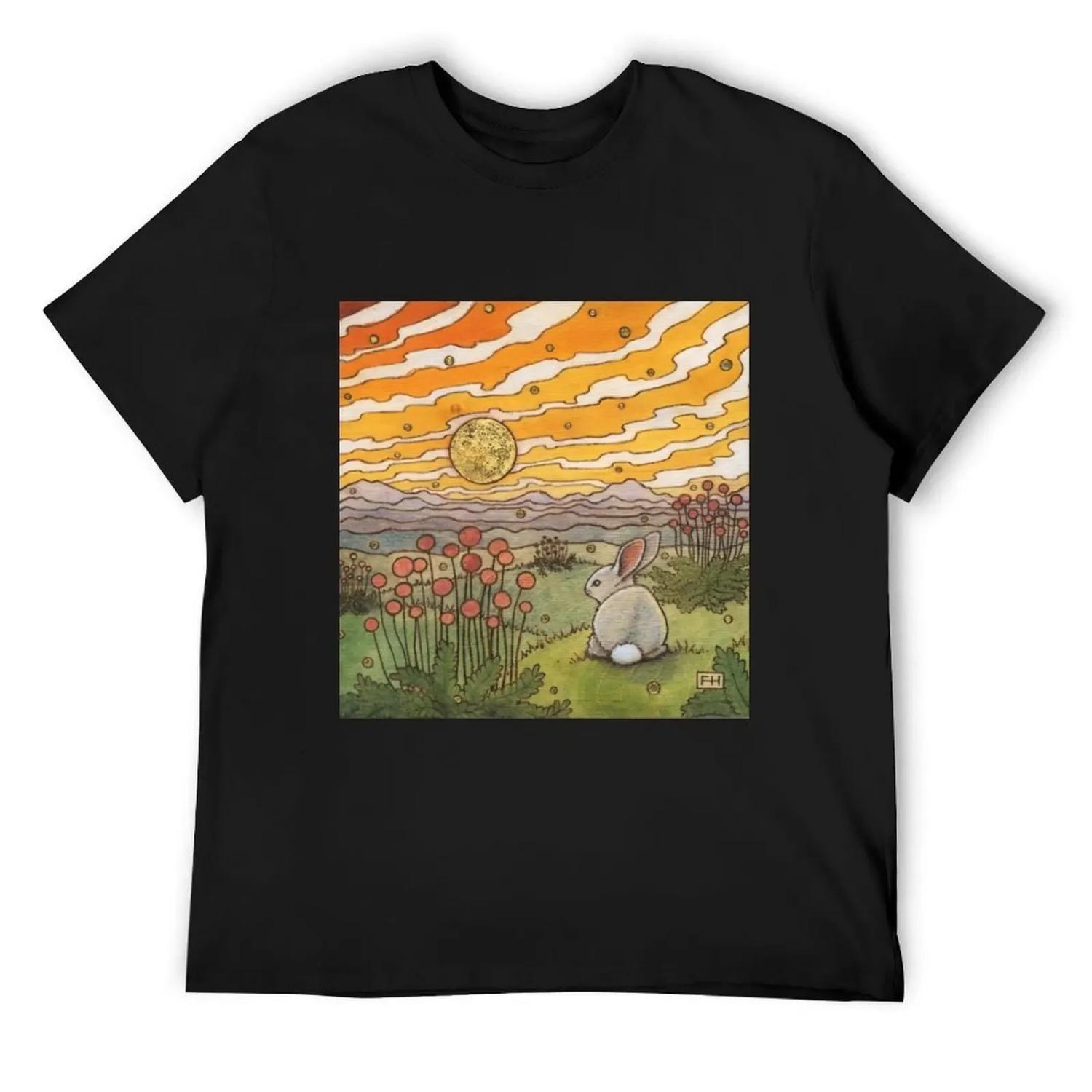 Bunny Sunset T-Shirt aesthetic clothes topping Anime t-shirt vintage t shirt men S