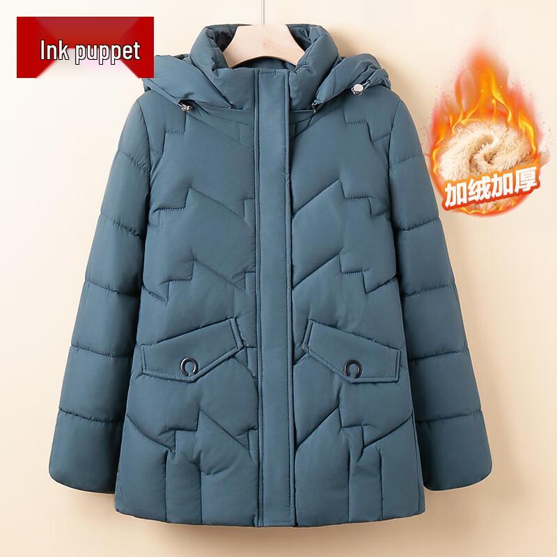 

Женское зимнее стеганое пальто с капюшоном и флисовой подкладкой XL