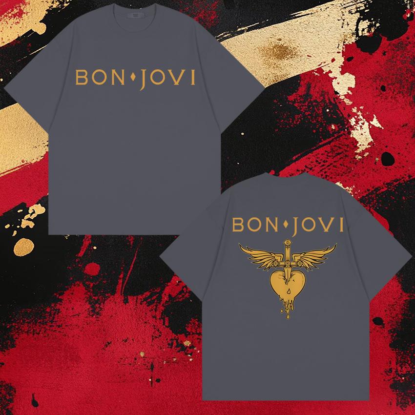 New In Bon Jovi Tour 2026 Album Forever Poster Print T Shirt Unisex Oversized Cotton Black Short Sleeve Tshirts Unisex WOMEN Tops
