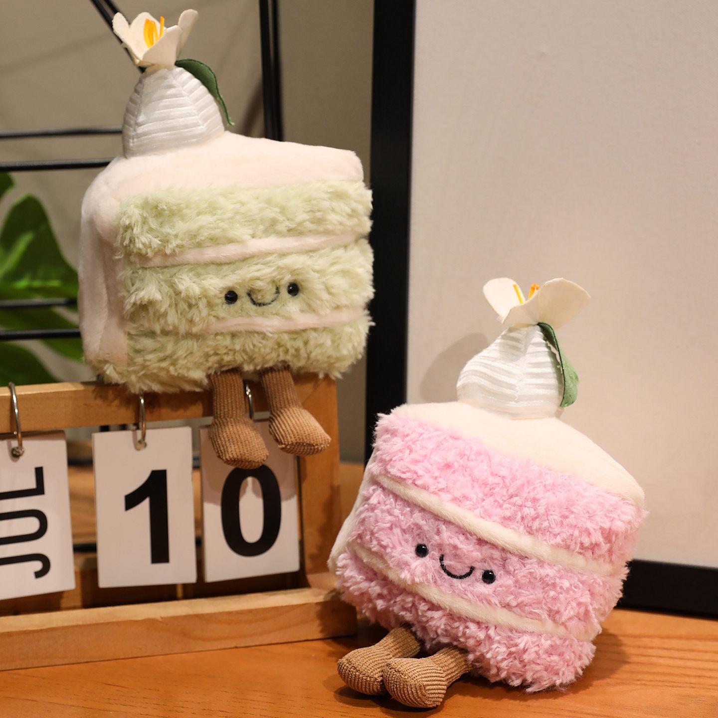 17cm Cartoon Uitgesneden Hoek Taart Pluche Pop Schattig Zacht Roomtaart Dessert Pluche Speelgoed Huisdecoratie Troostcadeau Voor Kinderen about 17cm