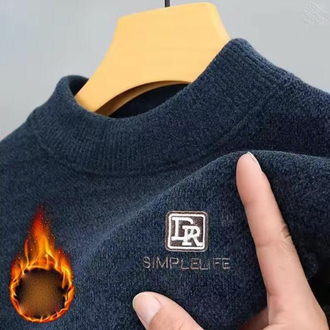 Herren Druck Dick Strickpullover Gestrickt Lässig Pullover Fleecegefüttert Herren Winterkleidung Luxusmarke Herbst Warme Pullover Kleidung