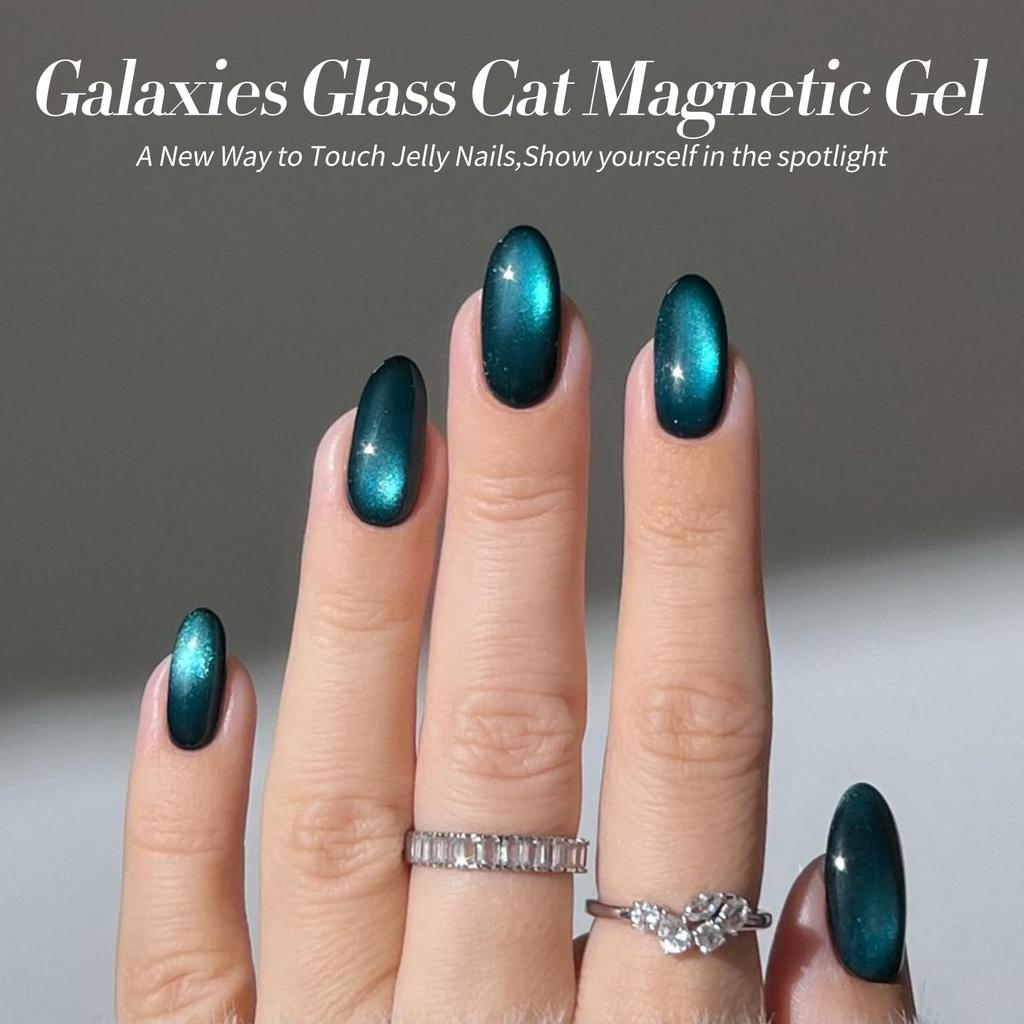 BORN PRETTY Magnetic Nail Polish 6-Color Set: Magnetic Gel with Magnets, Cat Eye Gel, Glittery, Colorful Galaxy, Glass Beads, Cat's Eye Design, Microp