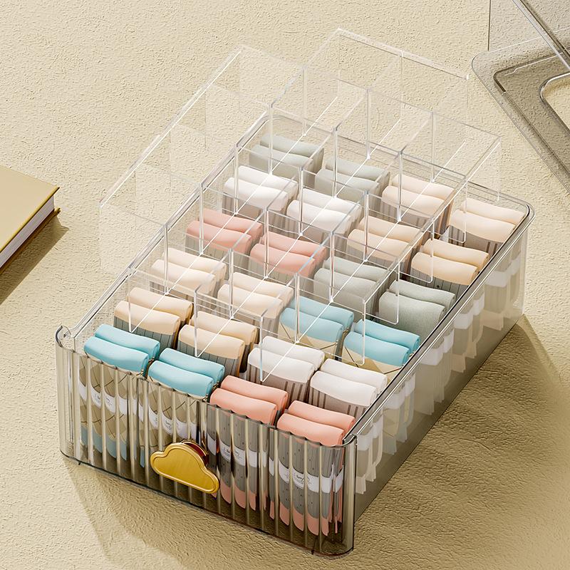 Household Transparent Stackable Storage Box Underwear Socks Underwear Sorting Dustproof Organizer Drawer for Closet Space Saving