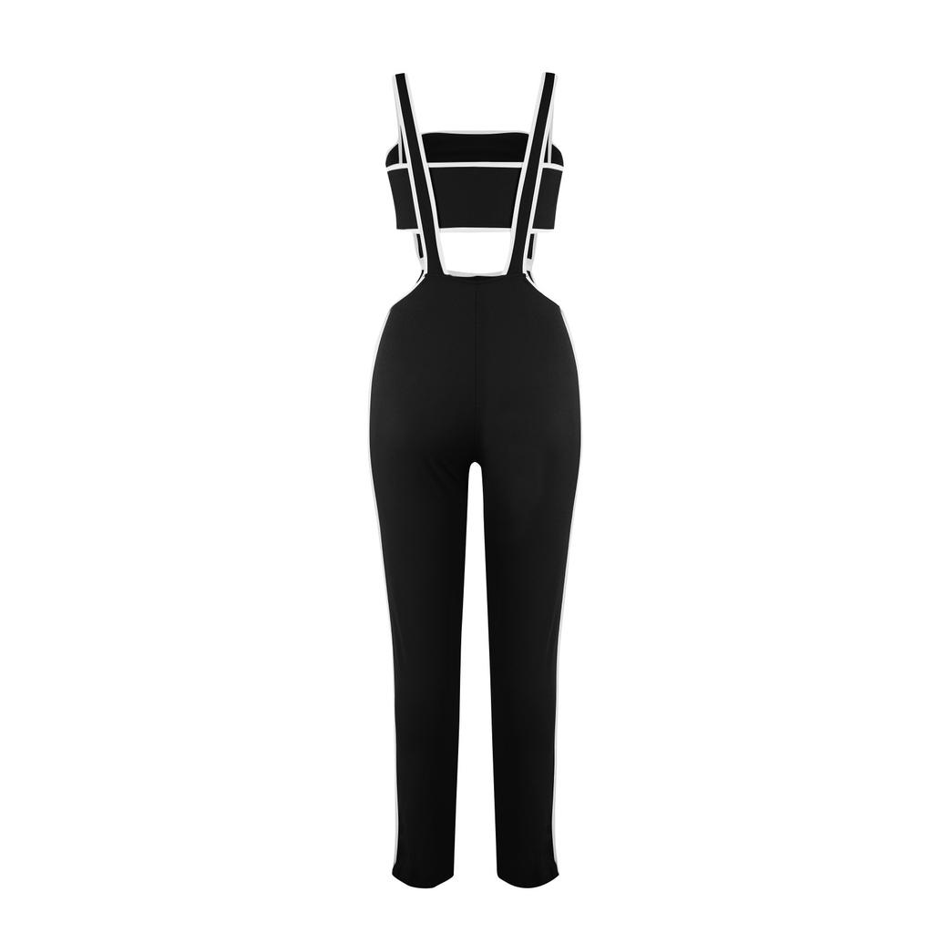 Overall Jumpsuit For Women Summer Sexy Bodycon Tube Crop And Slit Maxi Suspender Pant  Jumper Two Piece Jumpsuit