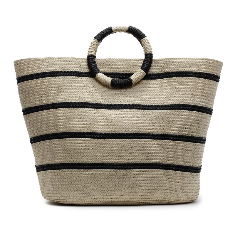 2026 Spring/Summer New Large Capacity Straw Woven Bag Beach Vacation Beach Bag Women s Handheld Vegetable Basket Woven Bag