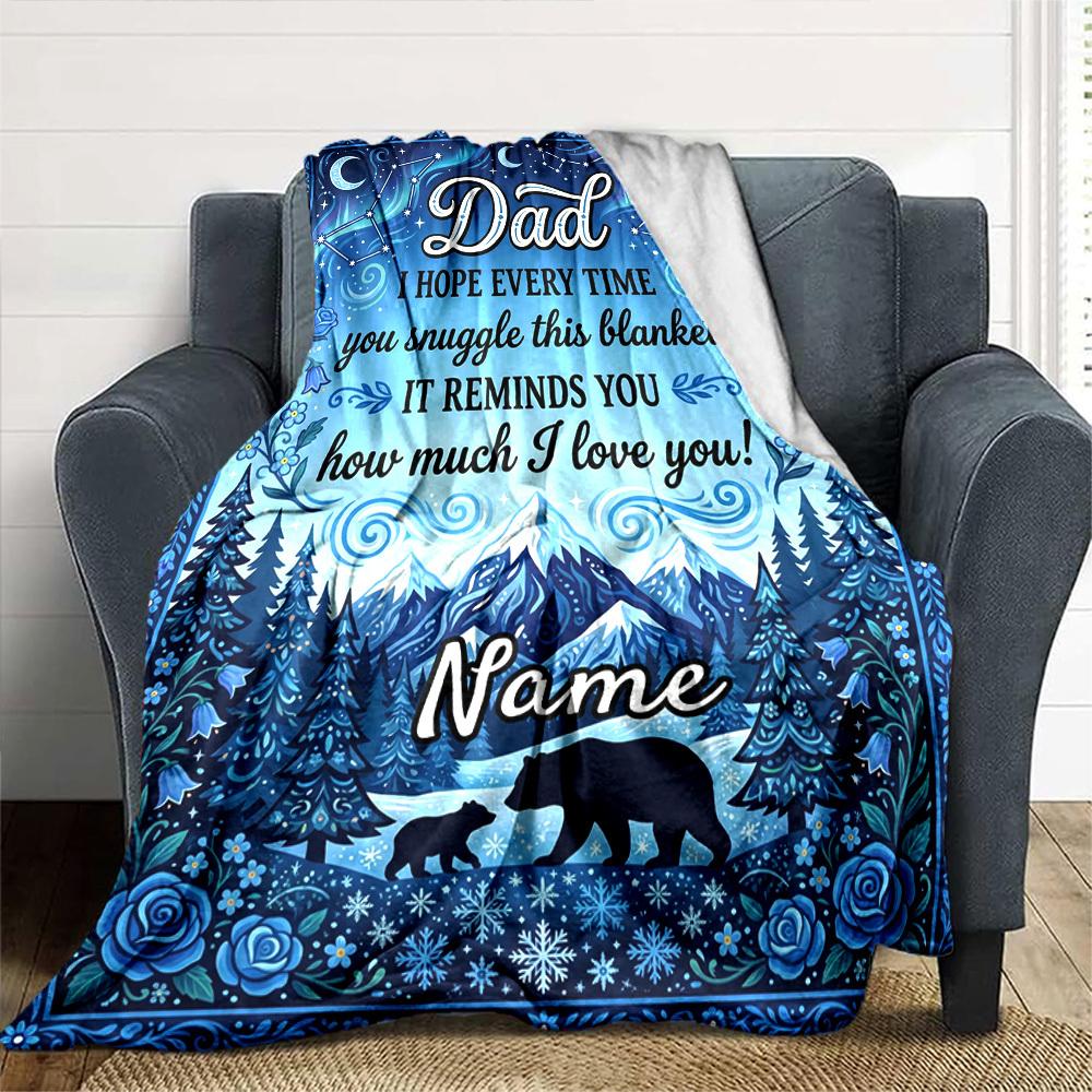 Warm Memories Of Father'S Day Themed Blanket Personalized Name Soft Warm And Versatile For Sofa Bed Office And Travel Machine Washable Comfortable In