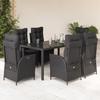 VidaXL Garden Dining Set Cushions 7pcs Black Wicker 3213071