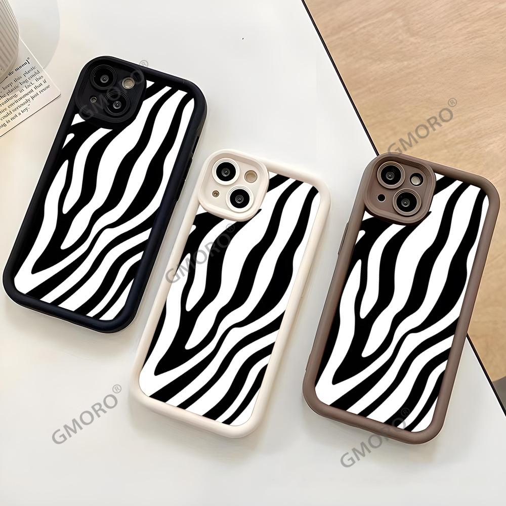 South East Asia Black and white zebra pattern mobile phone case for iPhone16 premium protective case Apple 17 silicone soft case