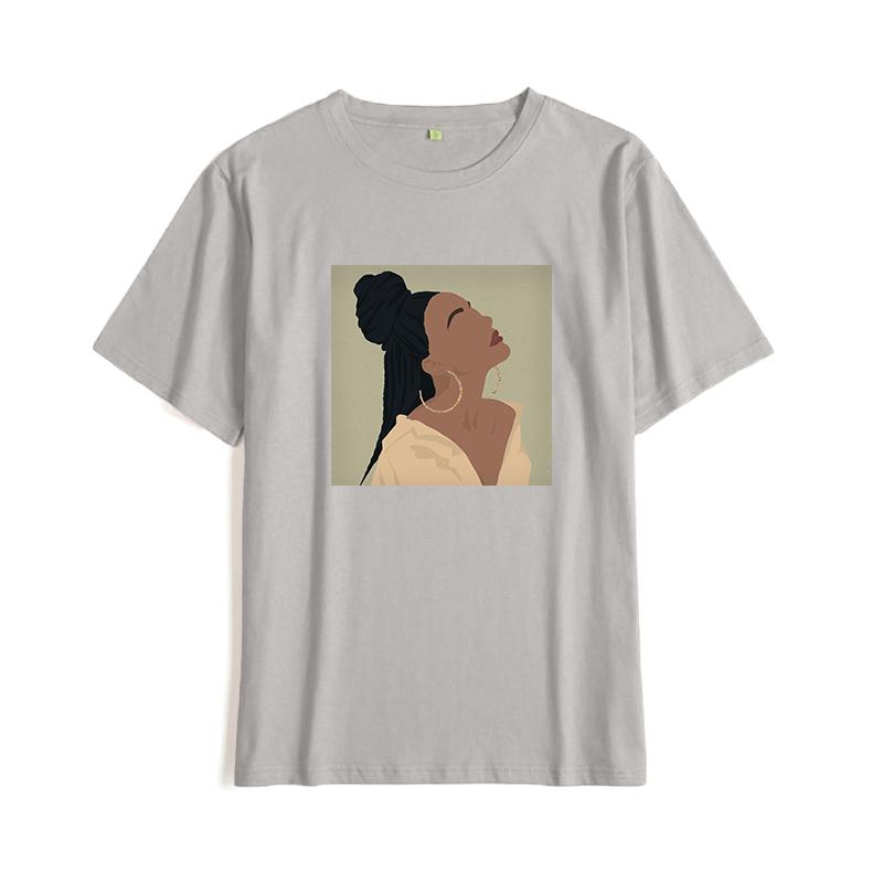 Shellsuning Summer Vintage Printed Cotton T Shirt Women Loose Short Sleeve Trend Tees Female Casual Streetwear All-match Basic Tops