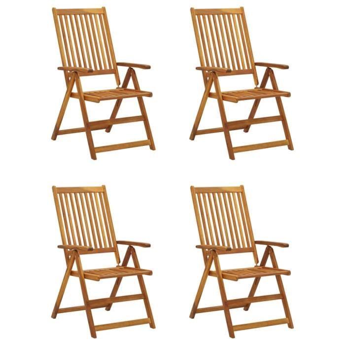VidaXL Garden Reclining Chairs 4 Pcs with Cushions Acacia Wood