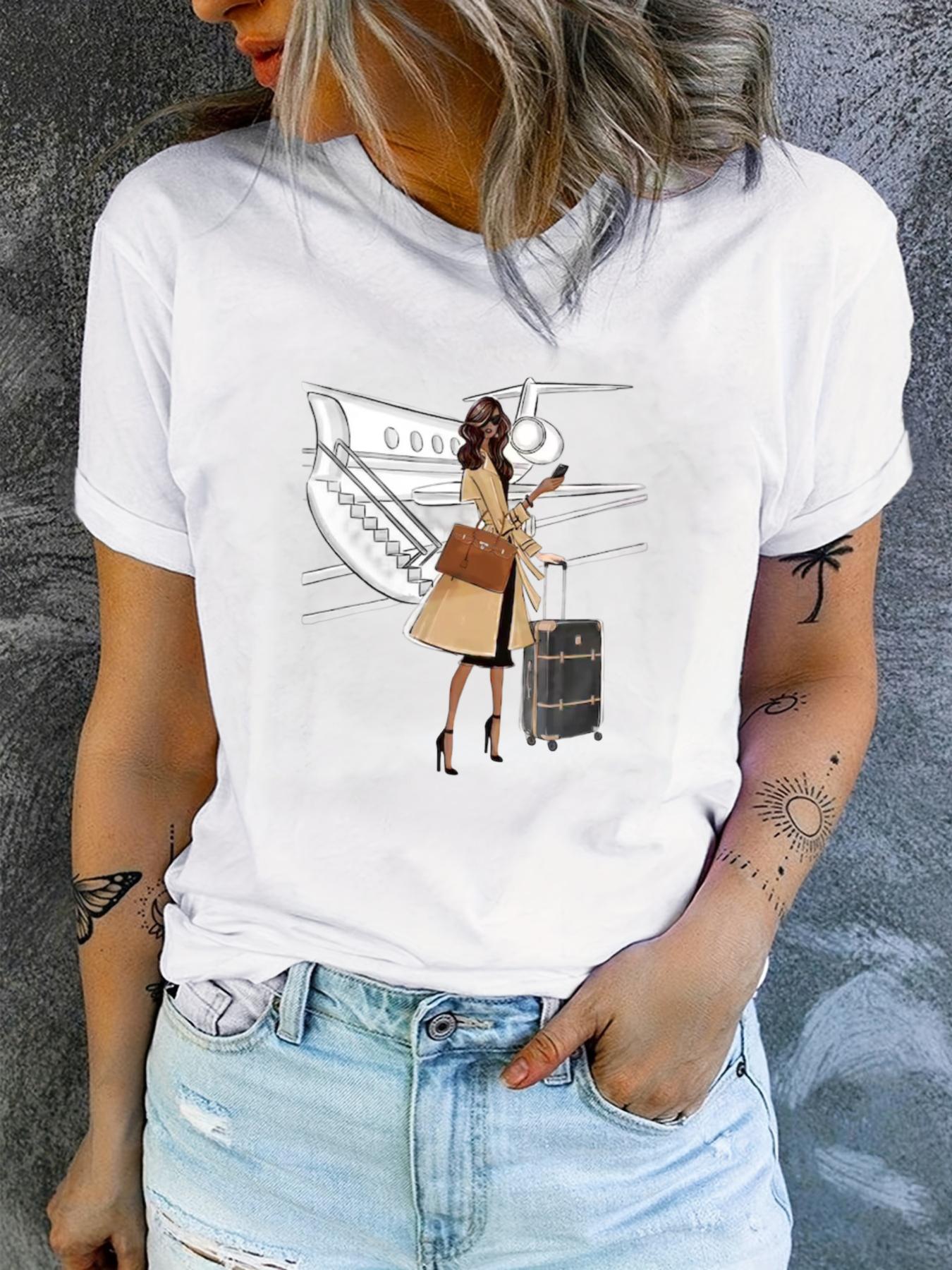 

Maycaur Women Casual Short Sleeves Tshirt Harajuku Sexy Women Print T Shirt Fashion Korean Trendy White Tops Female Tshirts 4XL