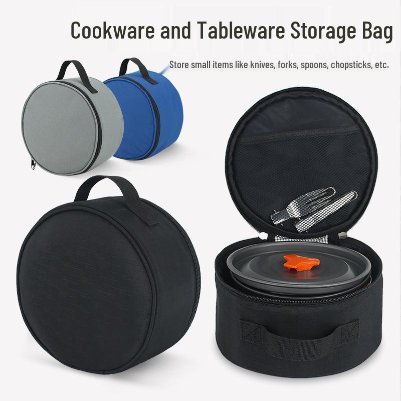 Portable Camping Cookware Set with Tableware Storage Bag