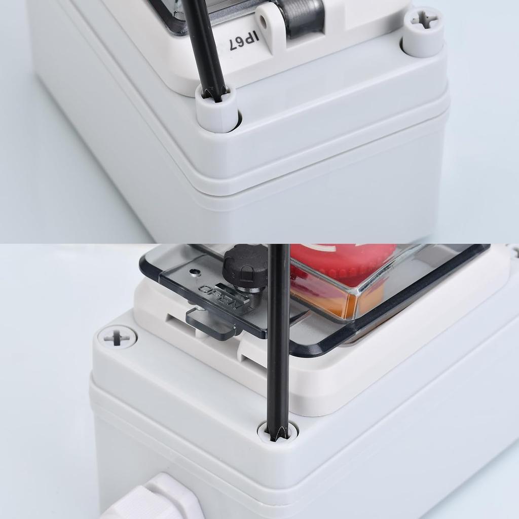 Emergency Stop Button with Box, Emergency Shut Off Switch E-Stop Push Button Switches Box Waterproof for Outdoor use, IP67 660V 10A