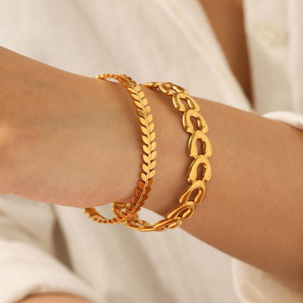 18k Gold Jewelry Stainless Steel Open Bangle Light Luxury Hand Jewelry Versatile Non-fading Titanium Steel Accessories