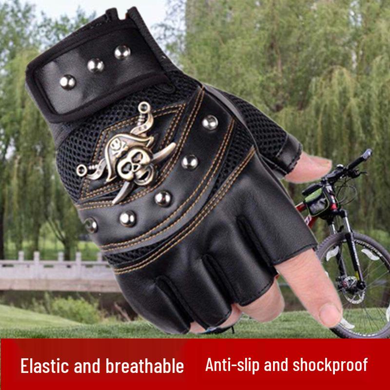 Men's Half-Finger Mountaineering & Cycling Gloves - Non-Slip, Breathable, Wrist Support, Wear-Resistant