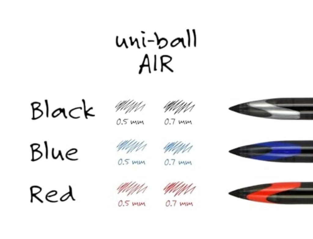 uni-ball Air 0.5mm Roller Ball Pen Black Ink Pack of 12 | Waterproof, Smudge Free, Long-Lasting Office & School Writing