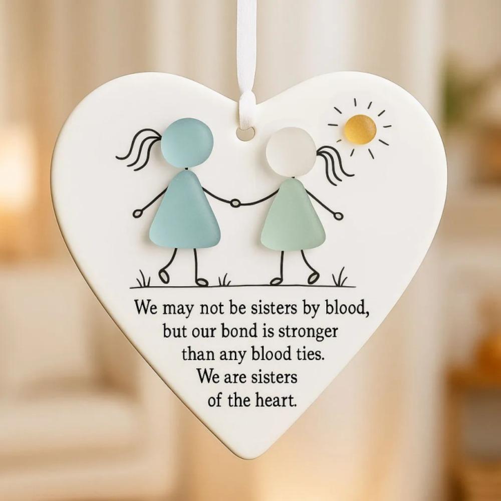 Heart-Shaped Sea Glass Friendship Decor Timeless Craft Christmas Tree Hanging Ornaments Handmade