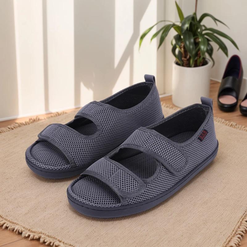 Diabetic Sandals Adjustable Hook Loop Walking Sandals Wide Feet Swollen Shoes Elderly Swelling Sensitive Feet