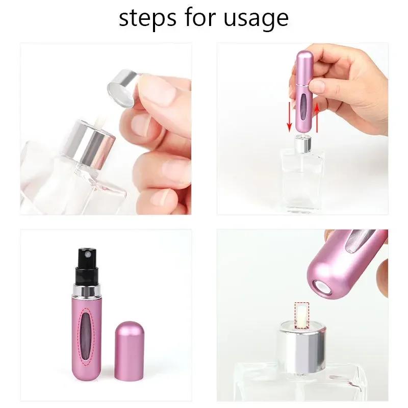 New 5ml Perfume Refill Bottle Portable Mini Refillable Spray Jar Scent Pump Empty Cosmetic Containers Atomizer for Travel Tools